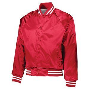 Augusta Sportswear Satin Baseball Jacket Striped Trim - 3610 - Red White